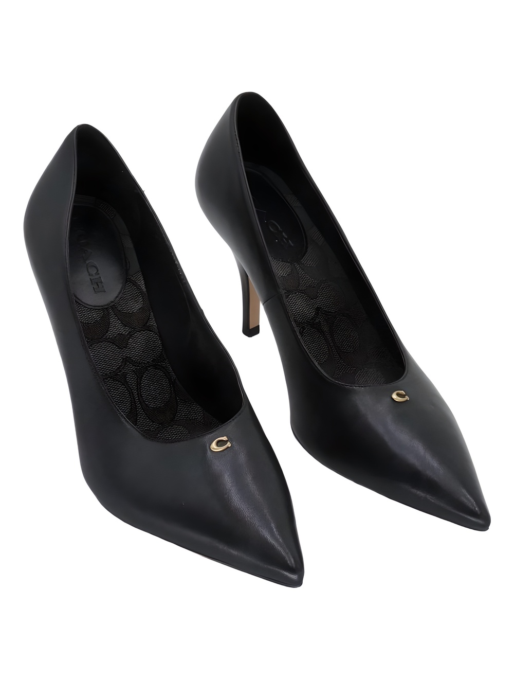 COACH Daisy Black Leather Pointed Toe Stiletto Pumps Size 9.5B